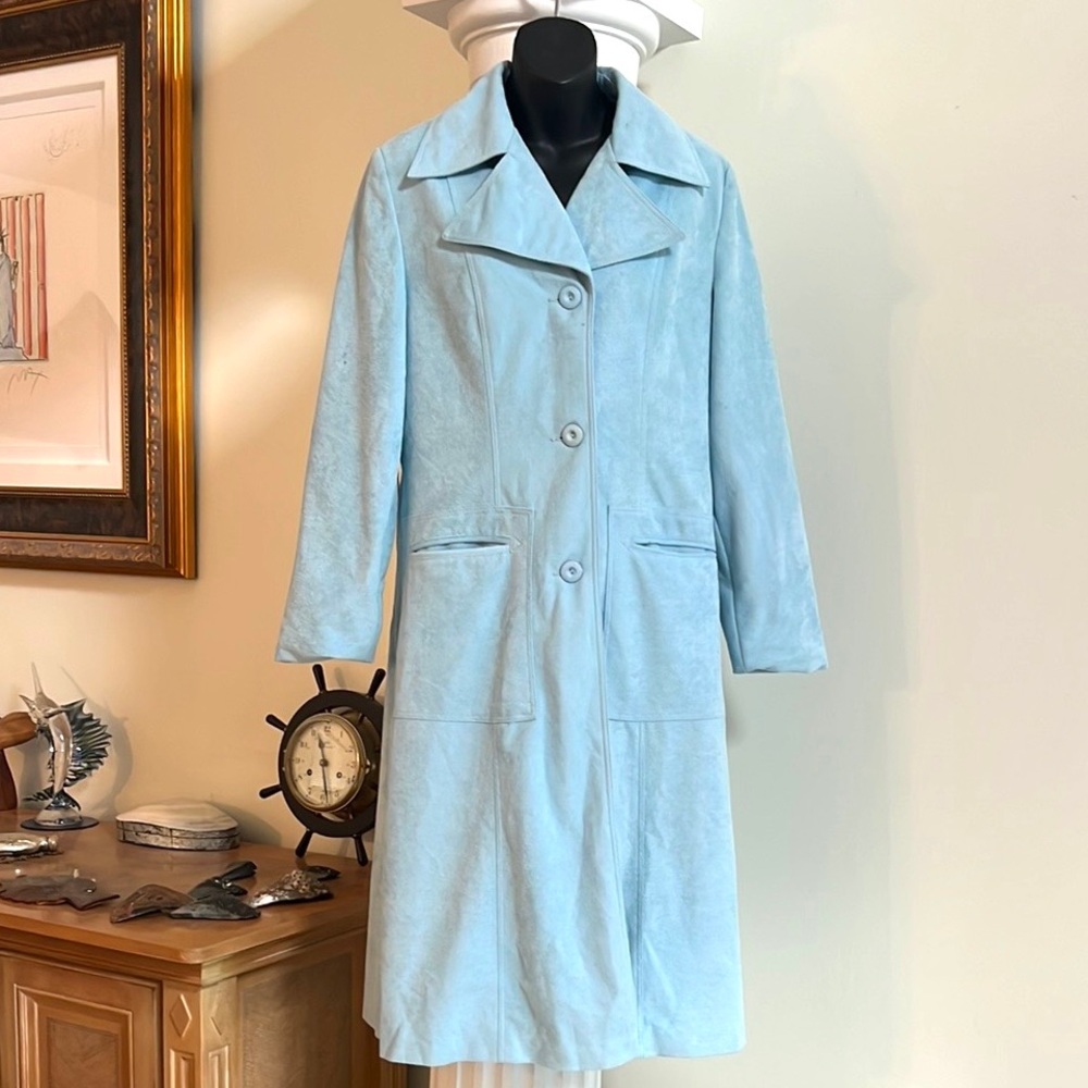 Lanson All Weather Vintage Trench Coat Excellent Trending Staple Ultra Suede